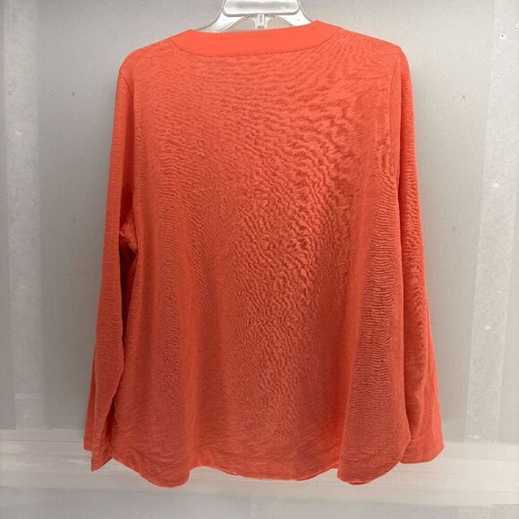 Soft Surroundings Women Large Chunky Button Down Tunic Shirt Peach EUC - Picture 2 of 5